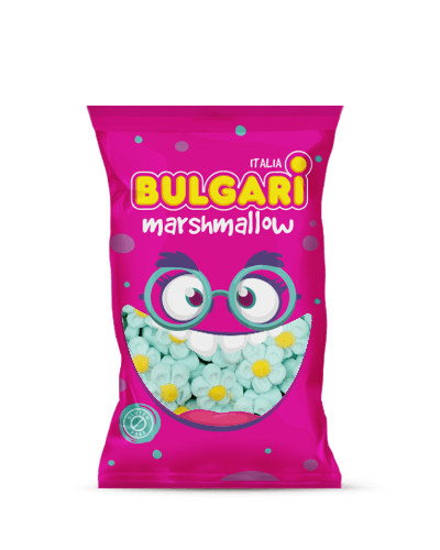 Marshmallow Bulgari Agostino - busta maxi con margherite 3d azzurro