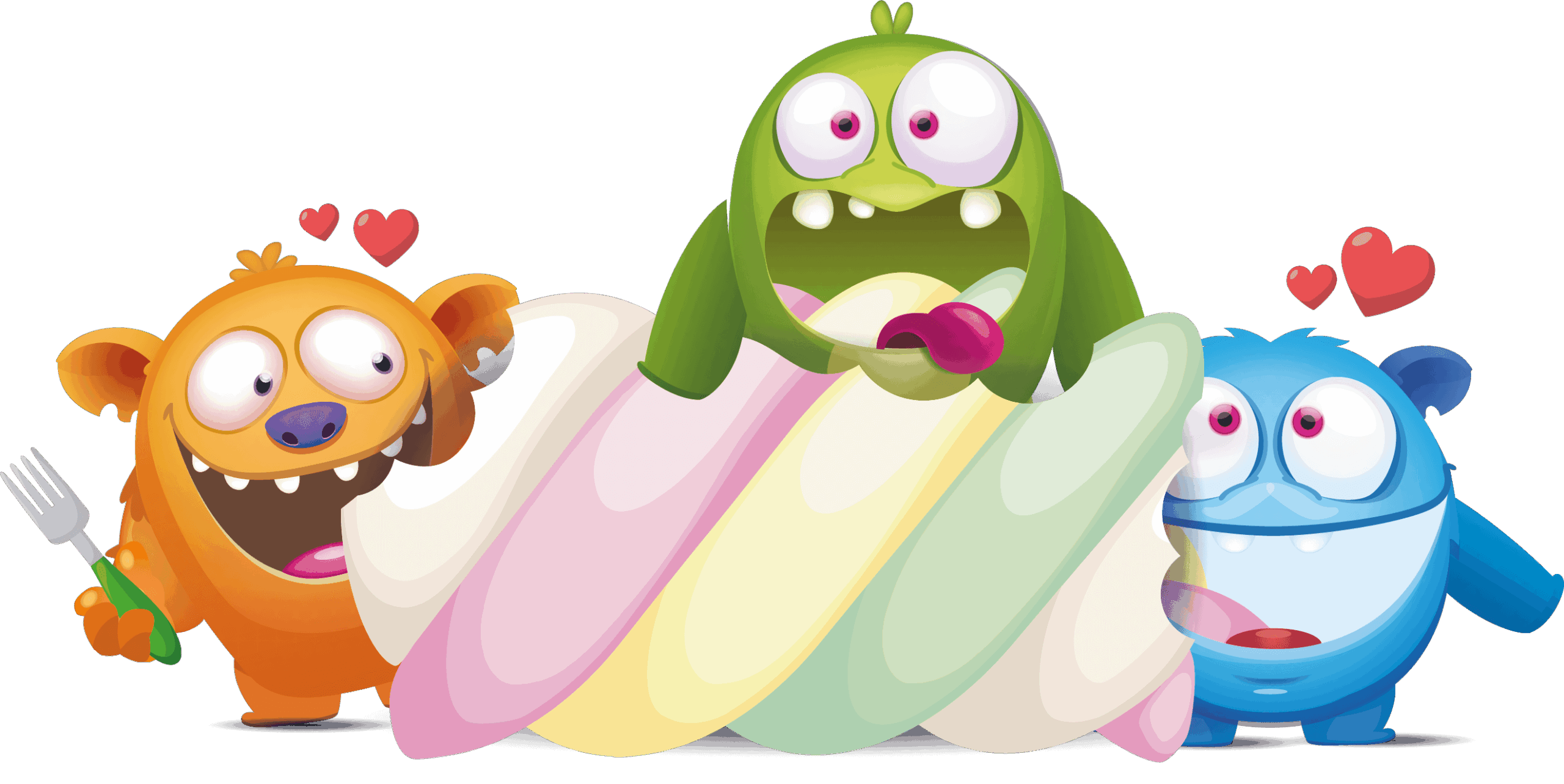 Mostri che mangiamo un enorme marshmallow